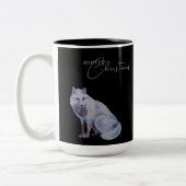 Tasse 2 Couleurs Aquarelle Arctic Fox Joyeux Noël noir (Gauche)