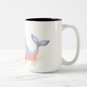Tasse 2 Couleurs Aquarelle baleine avec bulles