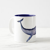 Tasse 2 Couleurs Aquarelle Baleine bleue (Devant gauche)