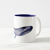 Tasse 2 Couleurs Aquarelle Baleine bleue (Devant droit)