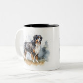 Tasse 2 Couleurs Aquarelle Bernese Mt. Chien (Devant gauche)
