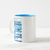 Tasse 2 Couleurs Aquarelle bleu art abstrait (Devant gauche)