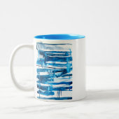 Tasse 2 Couleurs Aquarelle bleu art abstrait (Gauche)