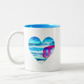Tasse 2 Couleurs Aquarelle bleu coeur mignon (Gauche)