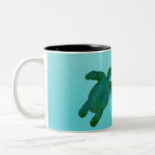 Tasse 2 Couleurs Aquarelle bleue verte Tortues de mer (Gauche)