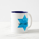 Tasse 2 Couleurs Aquarelle Blue Star de David Happy Hanoukka (Devant droit)