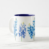 Tasse 2 Couleurs Aquarelle Bluebonnet Fleurs (Devant gauche)
