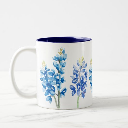 Tasse 2 Couleurs Aquarelle Bluebonnet Fleurs (Gauche)