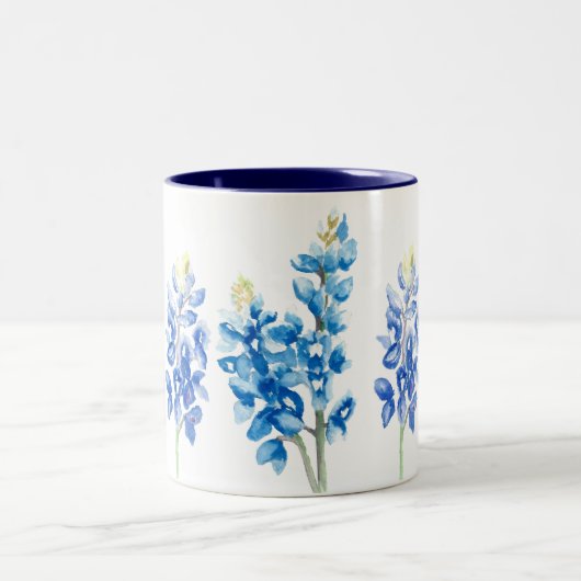 Tasse 2 Couleurs Aquarelle Bluebonnet Fleurs (Centre)