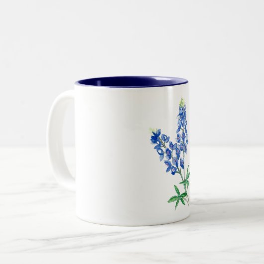 Tasse 2 Couleurs Aquarelle Bluebonnets (Devant gauche)