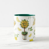 Tasse 2 Couleurs Aquarelle botanique de citron doux personnalisée (Centre)