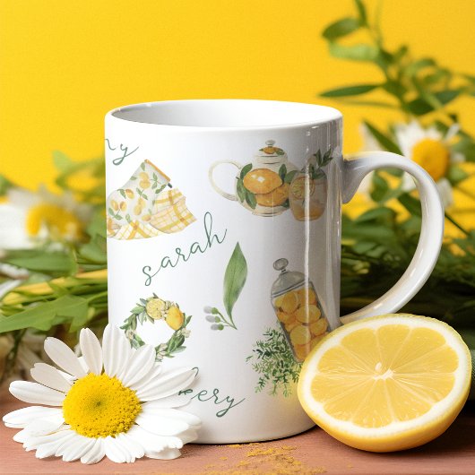 Tasse 2 Couleurs Aquarelle botanique de citron doux personnalisée