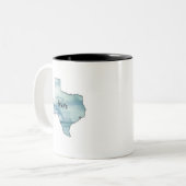 Tasse 2 Couleurs Aquarelle Carte d'état du Texas (Devant gauche)