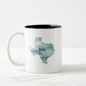 Tasse 2 Couleurs Aquarelle Carte d'état du Texas (Gauche)