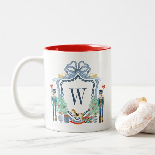Tasse 2 Couleurs Aquarelle Casse-monogramme Noël (Avec donut)