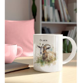 Tasse 2 Couleurs Aquarelle Chèvre de ferme, sur mesure