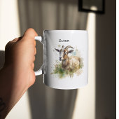 Tasse 2 Couleurs Aquarelle Chèvre de ferme, sur mesure