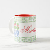 Tasse 2 Couleurs Aquarelle Chinoiserie Christmas Bow Topiary (Devant gauche)