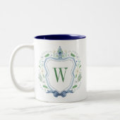 Tasse 2 Couleurs Aquarelle Chinoiserie Ginger Jar Monogram Crest (Gauche)