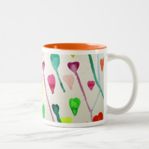 Tasse 2 Couleurs Aquarelle coeur illustration art