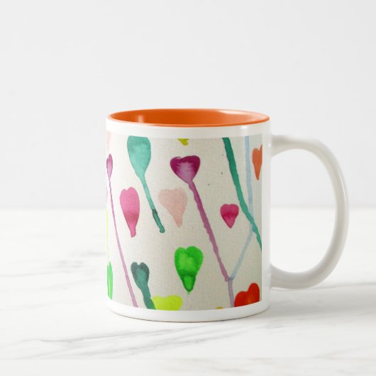 Tasse 2 Couleurs Aquarelle coeur illustration art (Droit)