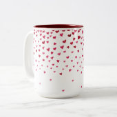 Tasse 2 Couleurs Aquarelle - Coeurs en chute (Devant gauche)