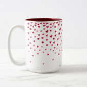 Tasse 2 Couleurs Aquarelle - Coeurs en chute (Gauche)