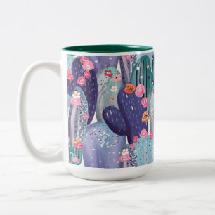 Tasse 2 Couleurs Aquarelle colorée Motif Cactus