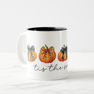 Tasse 2 Couleurs Aquarelle Coquette Bow Citrouille Automne Thanksgi