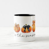 Tasse 2 Couleurs Aquarelle Coquette Bow Citrouille Automne Thanksgi (Centre)