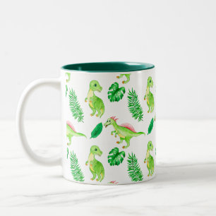 Tasse 2 Couleurs Aquarelle couleur mignonne Motif Jungle Dinosaur