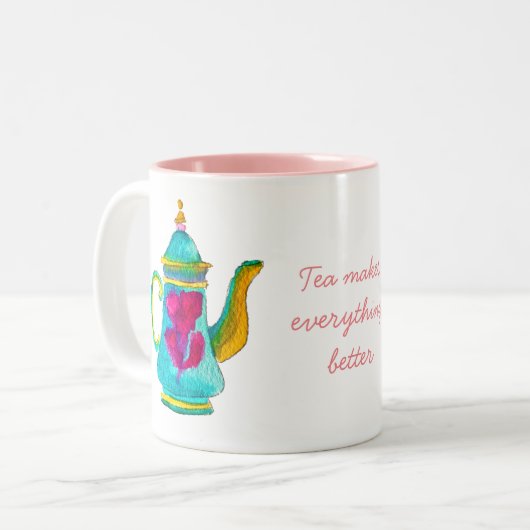 Tasse 2 Couleurs Aquarelle couleur turque teapot (Devant gauche)