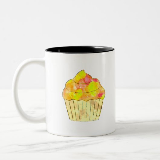 Tasse 2 Couleurs Aquarelle Cupcake Peinture (Gauche)