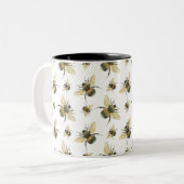 Tasse 2 Couleurs Aquarelle d'abeille vintage (Devant gauche)