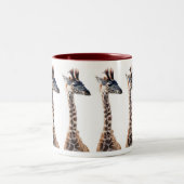 Tasse 2 Couleurs Aquarelle d'animal de faune de "petite girafe" (Centre)