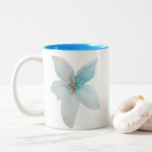Tasse 2 Couleurs Aquarelle de fleur pastel blanc (Avec donut)