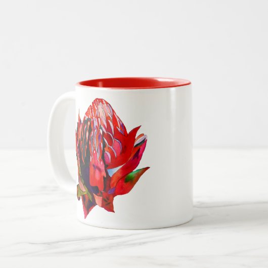 Tasse 2 Couleurs Aquarelle de fleurs indigènes de Waratah (Devant gauche)