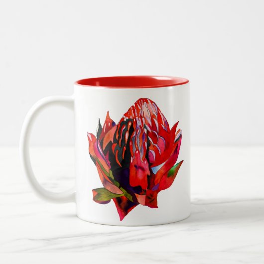 Tasse 2 Couleurs Aquarelle de fleurs indigènes de Waratah (Gauche)