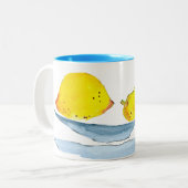 Tasse 2 Couleurs Aquarelle de fruit jaune citron (Devant gauche)