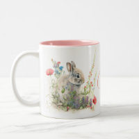 Aquarelle de lapin mignonne Floral Personnalisé