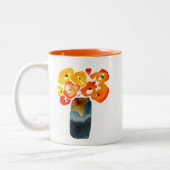 Tasse 2 Couleurs Aquarelle de pavot orange et rouge (Gauche)