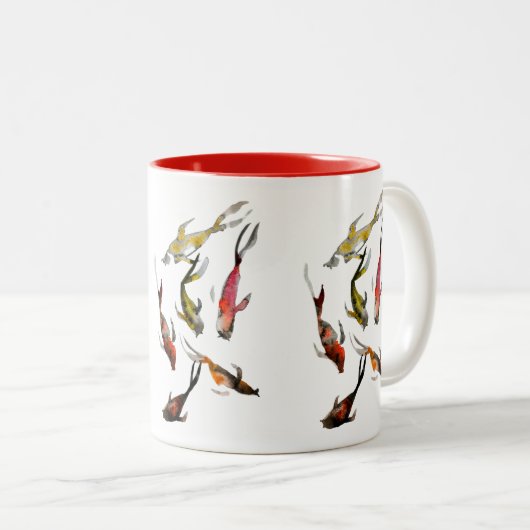 Tasse 2 Couleurs Aquarelle de poisson koi (Devant droit)