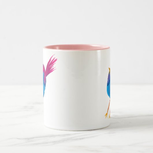 Tasse 2 Couleurs Aquarelle d'oiseau bleu (Centre)