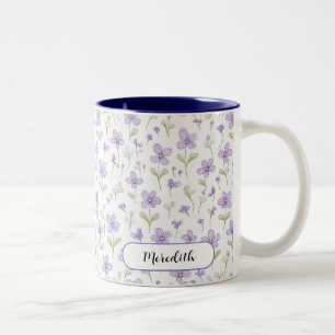 Tasse 2 Couleurs Aquarelle Doodle violet Violets Café