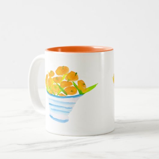 Tasse 2 Couleurs Aquarelle d'orange (Devant gauche)