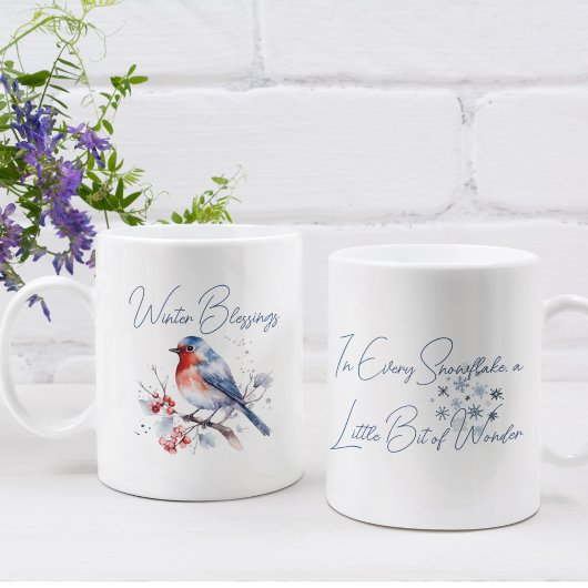 Tasse 2 Couleurs Aquarelle doux de flocon de neige d'hiver