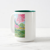 Tasse 2 Couleurs Aquarelle en bois de printemps (Devant gauche)