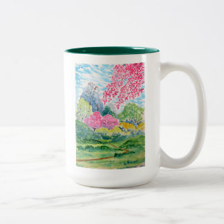 Tasse 2 Couleurs Aquarelle en bois de printemps