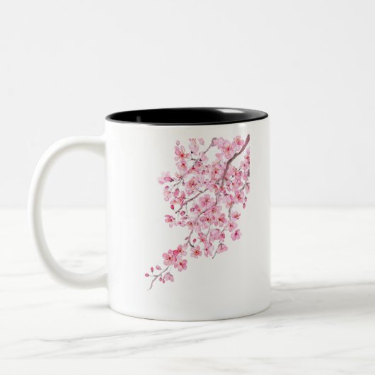 Tasse 2 Couleurs aquarelle en fleurs de cerisier rose 2020 (Gauche)