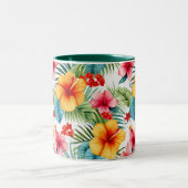 Tasse 2 Couleurs Aquarelle exotique Floral hawaïen (Centre)